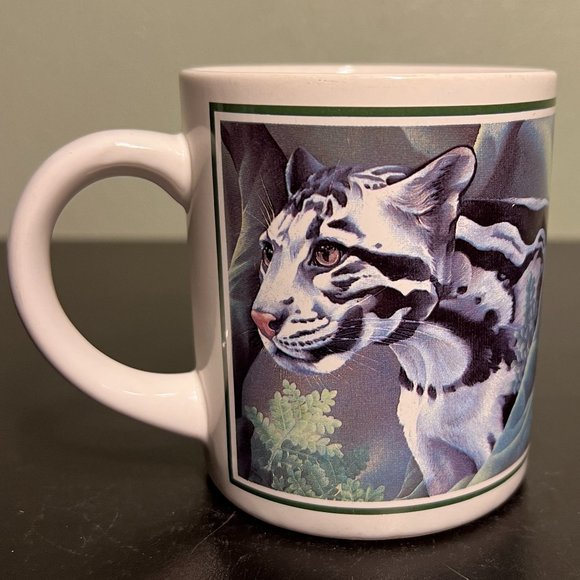 Pair of Vintage Tigers in Rainforest Mugs  ~ Art by Laura Regan / Applause 1985 - Picture 4 of 8